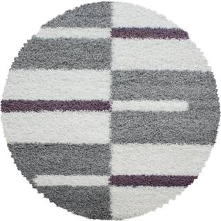 Gala Rund Shaggy tæppe Ternet - Lilla - 160x160 (Rund)