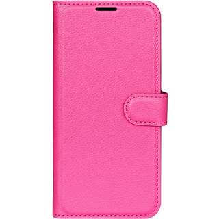 iPhone 15 Pro Max Litchi Læder Flip Cover m. Pung - Pink