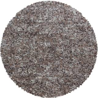 Enjoy Rund Shaggy tæppe Plettet - Beige - 80x80 (Rund)