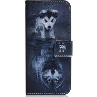 Samsung Galaxy A25 (5G) Læder Flip Cover m. Pung & Print - Hund & Ulv