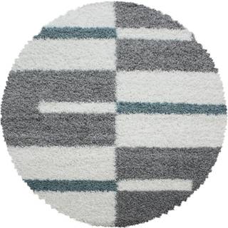Gala Rund Shaggy tæppe Ternet - Turkis - 80x80 (Rund)