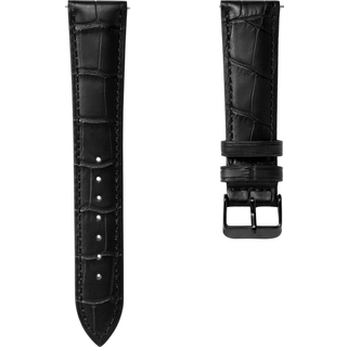 21mm Sort Urrem i Krokodille-Præget Læder med Sort Spænde – Quick Release