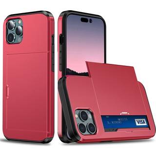 iPhone 15 Pro Håndværker Cover m. Kortholder - Rød