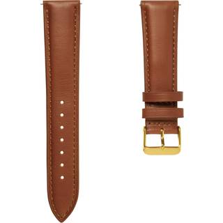 24mm Lysebrun Urrem i Læder med Guldfarvet Spænde – Quick Release