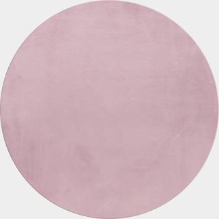 Pouffy Rund Shaggy tæppe Ensfarvet - Rosa - 120x120 (Rund)