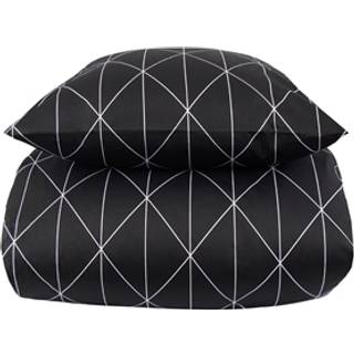 Sengetøj kingsize - 240x220 cm - 100% Blødt bomuldssatin - Graphic Harlekin black - By Night sengesæt