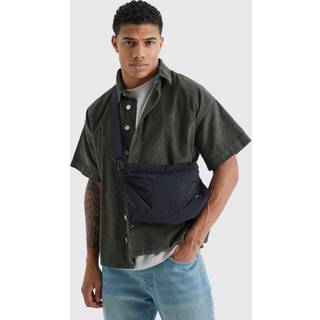 Mens Black Man Quilted Cross Body Nylon Bag
