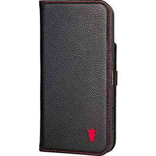 iPhone 12 / 12 Pro Leather Case (with Stand function) - Black with Red Detail