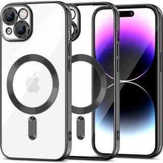 iPhone 15 Tech-Protect MagShine Bagside Cover - MagSafe Kompatibel - Gennemsigtig / Sort