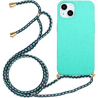iPhone 15 Plus Fleksibelt Plastik Bagside Cover m. Snor / Strop - Turkis