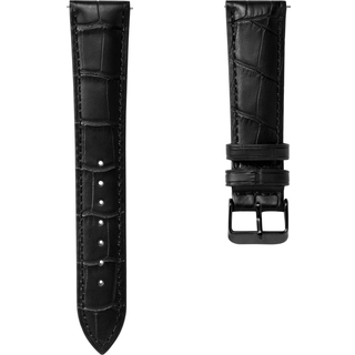 24mm Sort Urrem i Krokodille-Præget Læder med Sort Spænde – Quick Release
