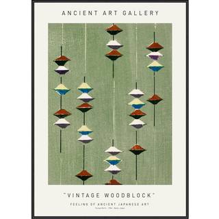 Plakat - Vintage Woodblock - Ancient Art Plakat - Str:70 x 100 Cm - Incado