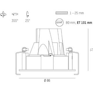 Molto Luce Dark Night indbygning 2.700 K sort/sølv Turn XS R, Sort, Stue/spisestue, Aluminium, Moderne, Runde downlight