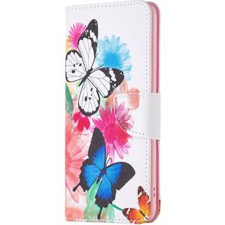 Nokia X30 Læder Flip Cover m. Pung & Print - Sommerfugle & Blomster