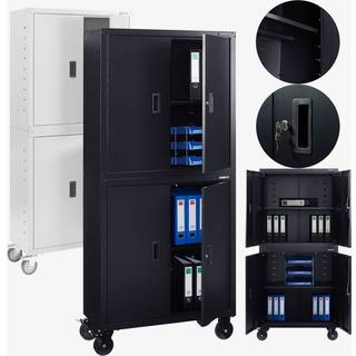 Arebos® Arkivskab Kontorskab - 180x40x90cm,4 låger,2 hylder - inkl. hjul