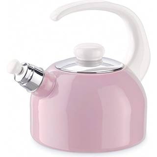 Riess Classic Pastell Wasserkessel 18 cm / 2,0 L rosa mit Flöte - Emaille - Pink