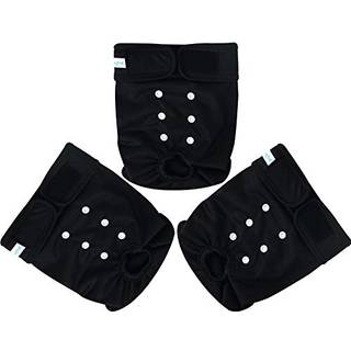 PAW LEGEND Vaskbare genanvendelige kvindelige hundebleer - ingen l?kage doggie bleer til varmecyklus (3 pakke sort medium)