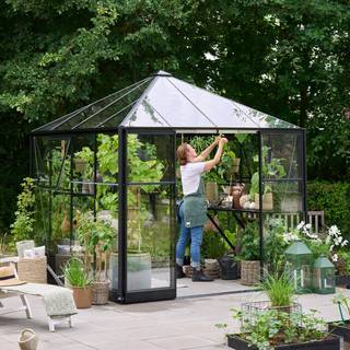 Halls Qube Square pavillondrivhus 6,3 m², sort, 3 mm hærdet glas