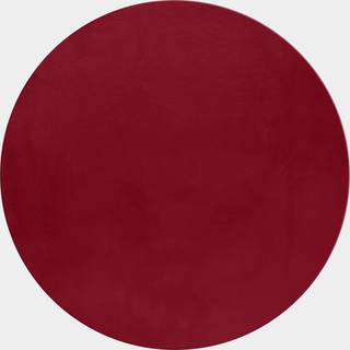 Pouffy Rund Shaggy tæppe Ensfarvet - Rød - 120x120 (Rund)