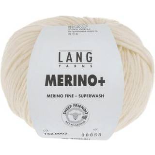 Lang Yarns Merino+ 002 Indhold: 100% Superwash Merinould Vægt/længde: 50 g = 90 meter Anbefalede pinde: 4,5-5,5 mm. Strikkefasthed: 10 x 10 cm = 17 m x 24 p Vask: Finvask 30ºC / Brug aldrig skyllemiddel / Tørres fladt .