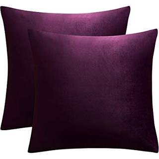 Juspurbet aubergine lilla dekorativ fløjl kast pude dækker 20x20 tommer sæt med 2 luksus solid blød pudebetræk til sofa sofa seng