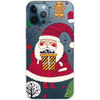 iPhone 14 Pro Max Fleksibelt Plast Jule Bagside Cover - Julemand med Gave
