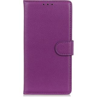 Sony Xperia 5 V Litchi Læder Flip Cover m. Pung - Lilla