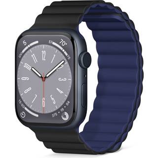 Apple Watch (42/44/SE/45/46/49mm) Epico Magnetisk Silikone Urrem - Sort / Blå