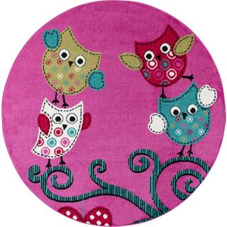Kids Rund Børnetæppe Ugle - Lilla - 120x120 (Rund)