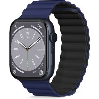 Apple Watch (42/44/SE/45/46/49mm) Epico Magnetisk Silikone Urrem - Blå / Sort