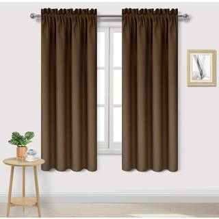 DWCN Blackout -gardiner til sovev?relse - Termisk isoleret privatliv Energibesparende stanglommetur til stuen W 38 x L 63 tommer brunt s?t p? 2