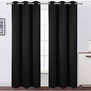Lemomo sort termisk m?rkl?gningsgardiner/42 x 84 tommer/s?t med 2 paneler v?relse m?rkere gardiner til sovev?relse
