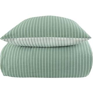 Bæk og Bølge kingsize sengetøj 240x220 cm - Grønt sengesæt med striber i vendbart design - 100% bomuld - Krepp sengelinned - By Night