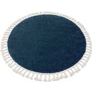Tæppe BERBER 9000 hjul marineblå blå kvaster berberi Marokkansk shaggy cirkel 120 cm