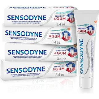 Sensodyne Sensitivity & Gums følsom tandpasta til gingivitisfølsom tænder behandling ren og frisk - 3,4 ounce (pakke med 4)