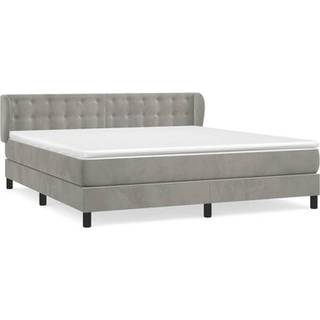 Kontinentalseng med Madras Fløjl Knapper - Lysegrå / 180 x 200 cm