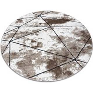 Tæppe moderne COZY Polygons Hjul geometrisk, trekanter - Strukturelle, to niveauer af fleece brun cirkel 100 cm