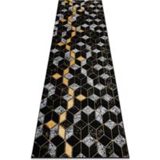 Tæppe, Fortovet GLOSS moderne 400B 86 stilfuld, glamour, art deco, 3D geometrisk sort / guld 80x300 cm