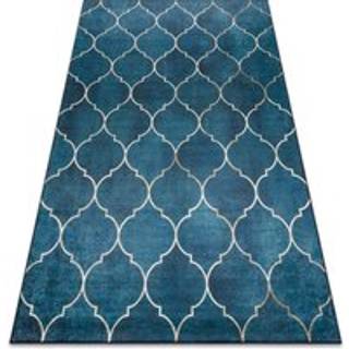 ANDRE 1181 tæppe skal vaskes Marokkansk kløver skridsikker - blå 80x150 cm