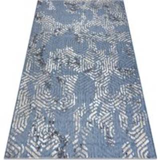 Tæppe Strukturelle SOLE D3841 sekskanter - Fladt vævet, to niveauer af fleece blå / beige 80x150 cm