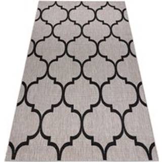 Sisaltæppe SISAL FLOORLUX 20608 , Marokkansk kløver, trellis sølv / sort 60x110 cm