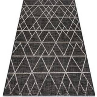 Sisaltæppe SISAL FLOORLUX 20508 sort / sølv TRIANGLER 80x150 cm