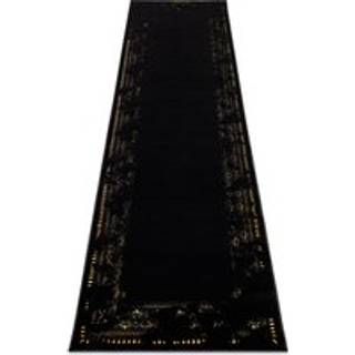 Tæppe, Fortovet GLOSS moderne 408C 86 Ramme stilfuld, glamour, art deco sort / guld 80x300 cm