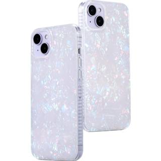 Lonli Hue - For iPhone 15 Plus Case - White Pearl Tort [10ft Drop Protection] - Stødbestandig dækning med farveændrende effekt | Sød og unik for