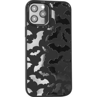 Cavka Matte Black Case Kompatibel med - iPhone 12 Pro Max - 6,7 tommer Beskyttende TPU -gummi -d?kning Cute Bats Spooky Print Classy Bumper Not -