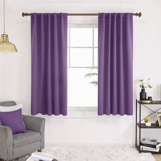 Deconovo korte mørklægningsgardiner til små vinduer termisk isoleret stanglomme og tilbage faneblad gardiner 42WX45L tommer lilla drue 2 paneler