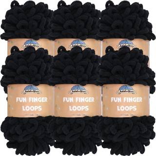 Jubileeyarn Fun Finger Loops Yarn - Jumbo Polyester - 100G/Skein - Black - 6 Skeins
