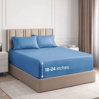 Ekstra Deep Twin XL Sheet Set - 4 stykker åndbar og afkølingsplader - Hotel Luksus Bedark Set - Let pasform - Soft Wrinkle Free and Comfy Sheets