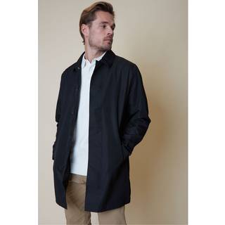 Threadbare Threadbare Black Showerproof Longline Collared Jacket
