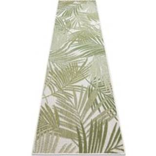 Tæppe, Runner SISAL SION Palme blade, tropisk 2837 Fladvævet ecru / grøn 70x200 cm